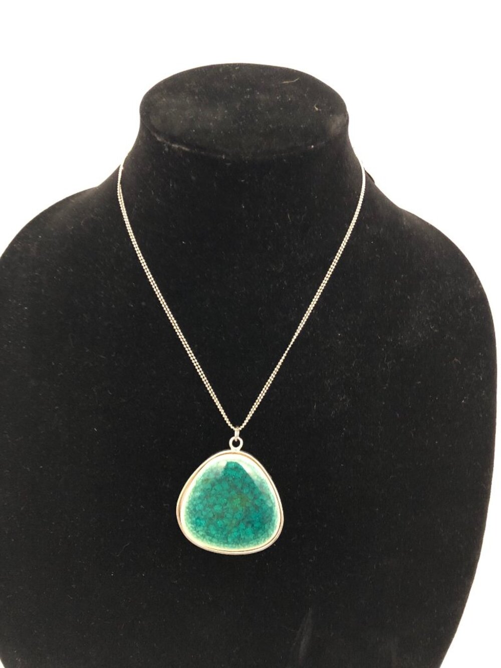 Teardrop Pendant Necklace with Green Stone